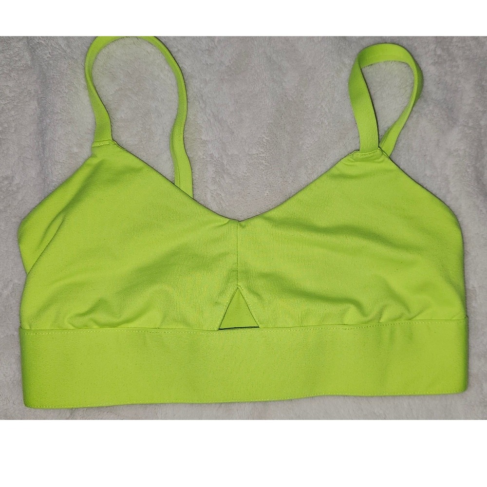 Fabletics Neon Lime Green Crossover Back Sports Bra Activewear Top Womens